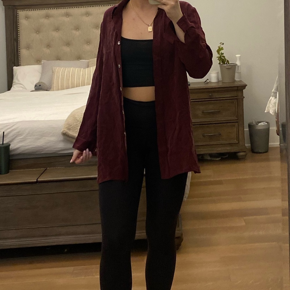 Maroon Button Down Shirt